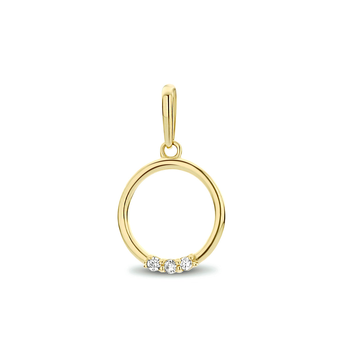 hanger rond zirkonia 17 mm 14K geelgoud