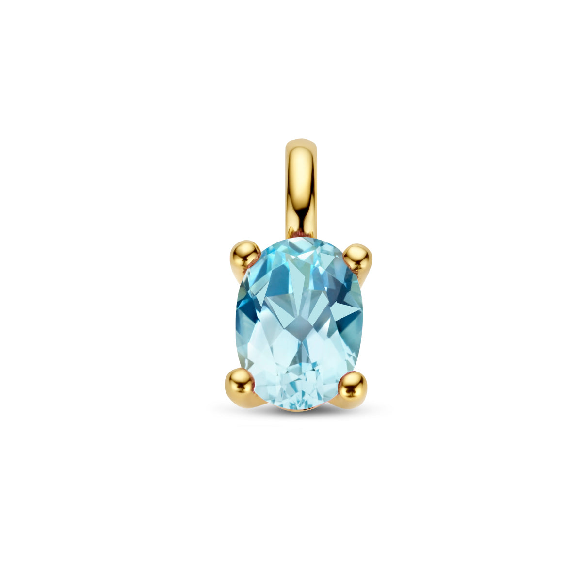 hanger blauw topaas 12 mm 14K geelgoud
