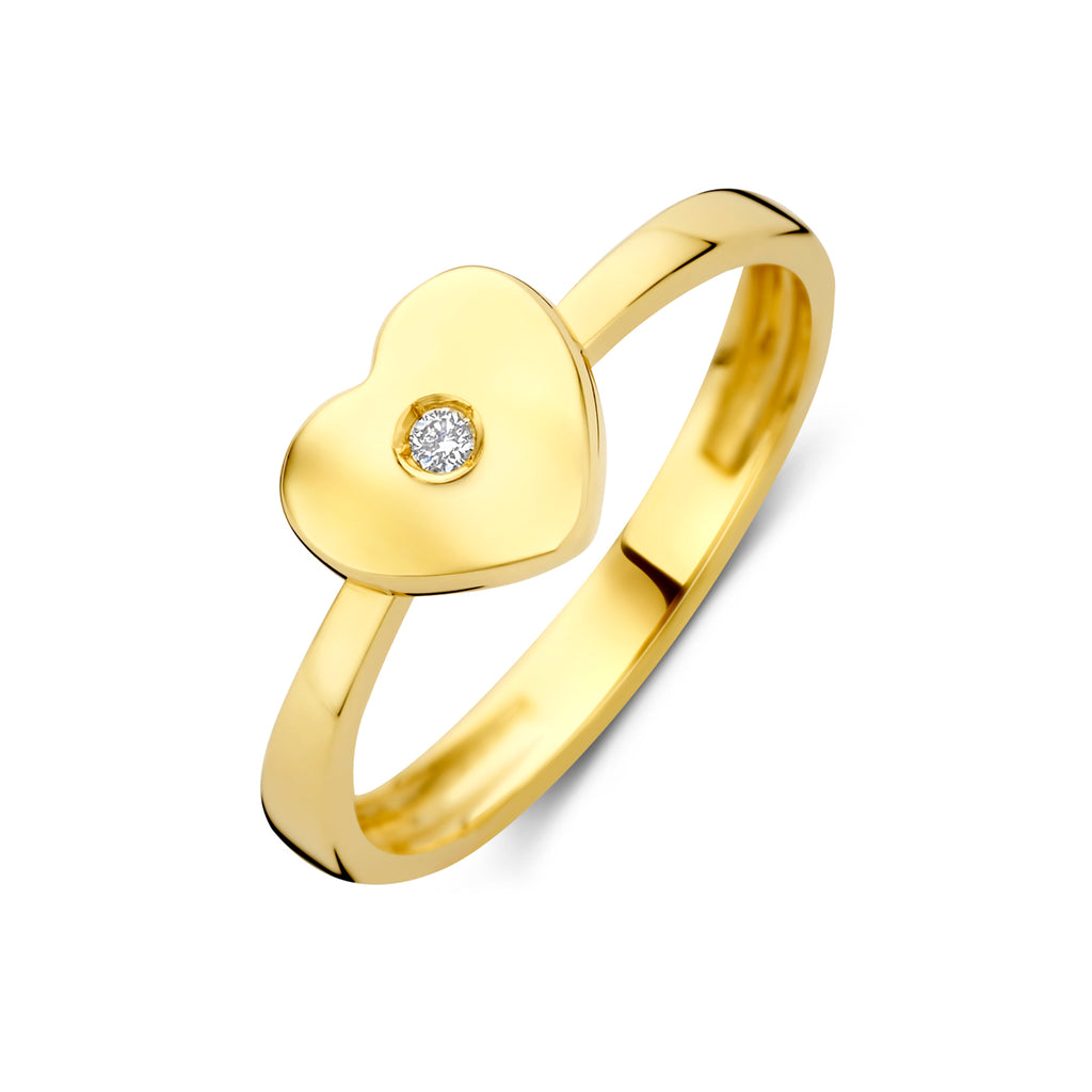 Ring Herz Lab-grown Diamant 0.01ct G VS 14K Gelbgold