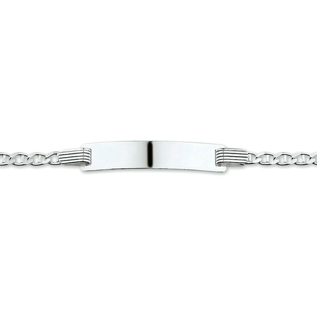 Gravurarmband Ankerplatte 5,0 mm 13 - 15 cm Silber weiß