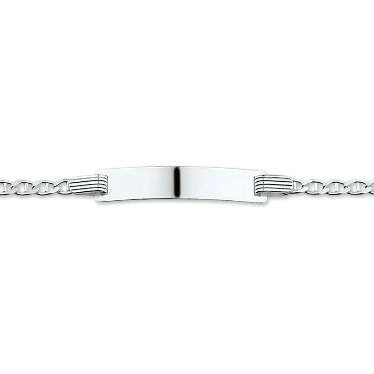 Gravurarmband Ankerplatte 5,0 mm 13 - 15 cm Silber weiß