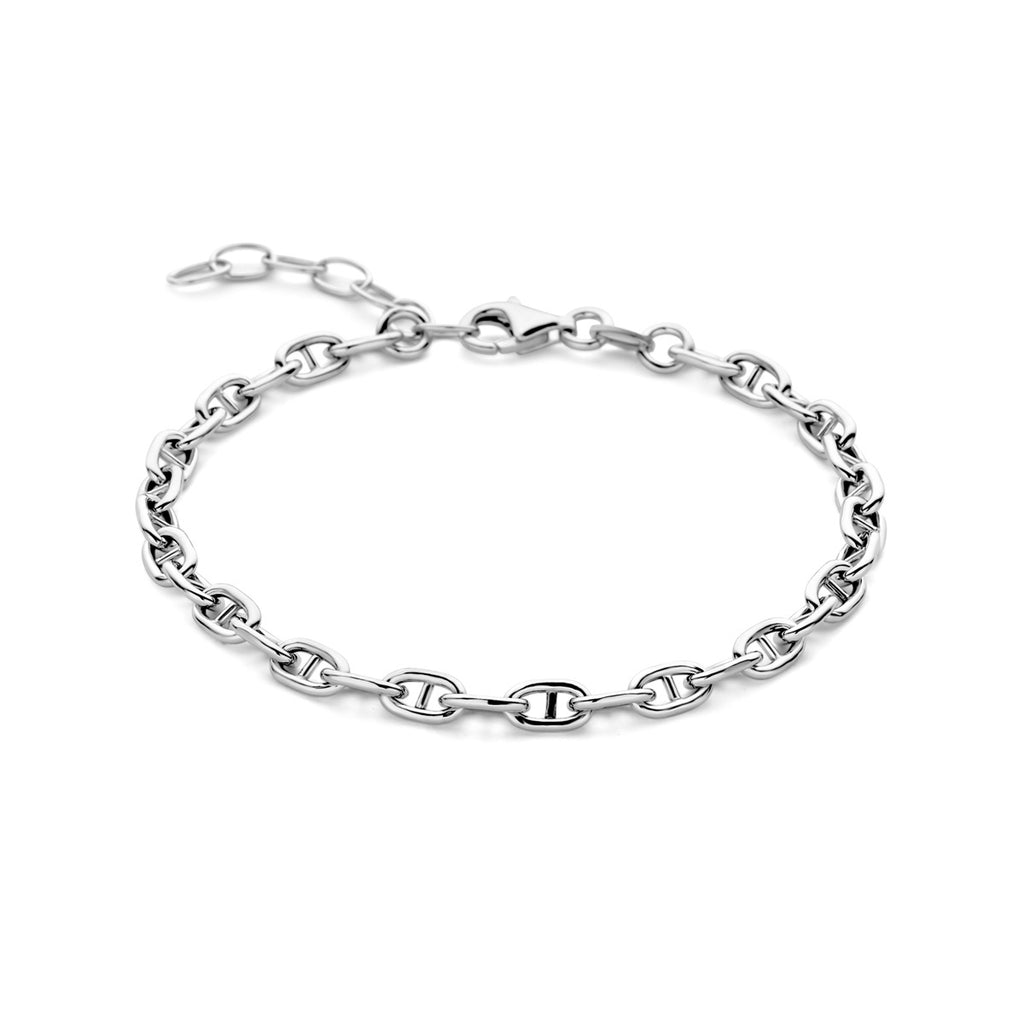 Armband Marine Rundrohr 4,0 mm 16 + 3 cm Silber rhodiniert
