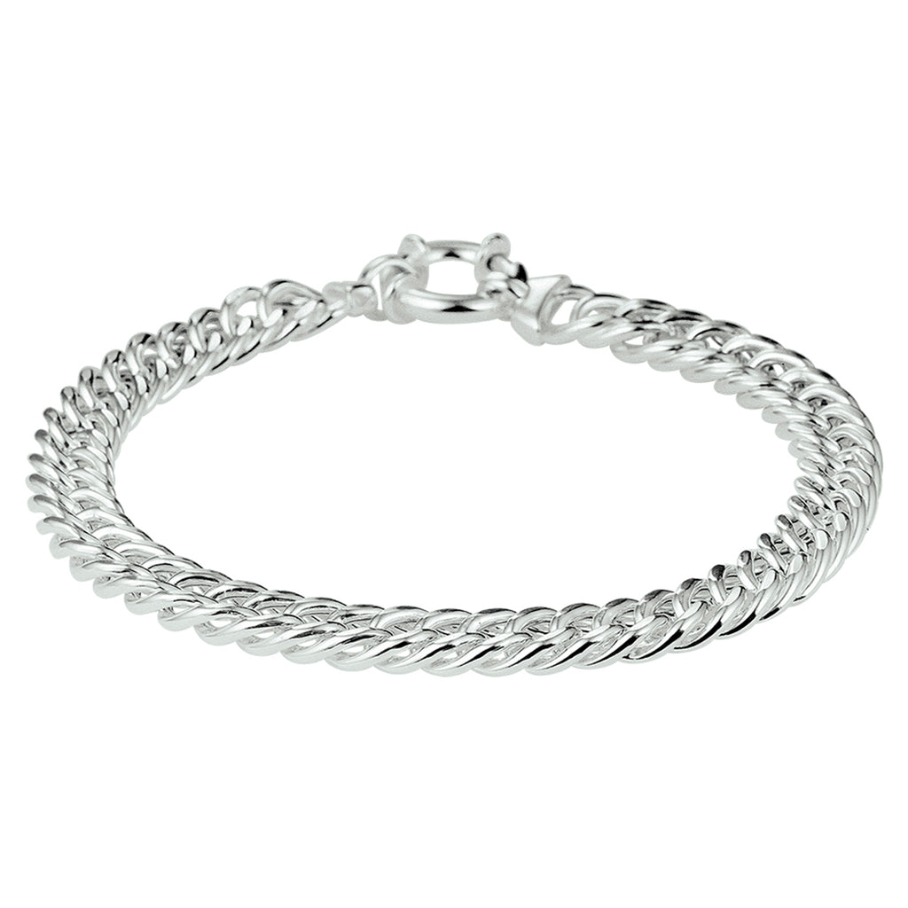 Armband Gourmette 7,4 mm 19 cm mit großem Federringverschluss Silber weiß