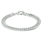 Armband Gourmette 7,4 mm 19 cm mit großem Federringverschluss Silber weiß