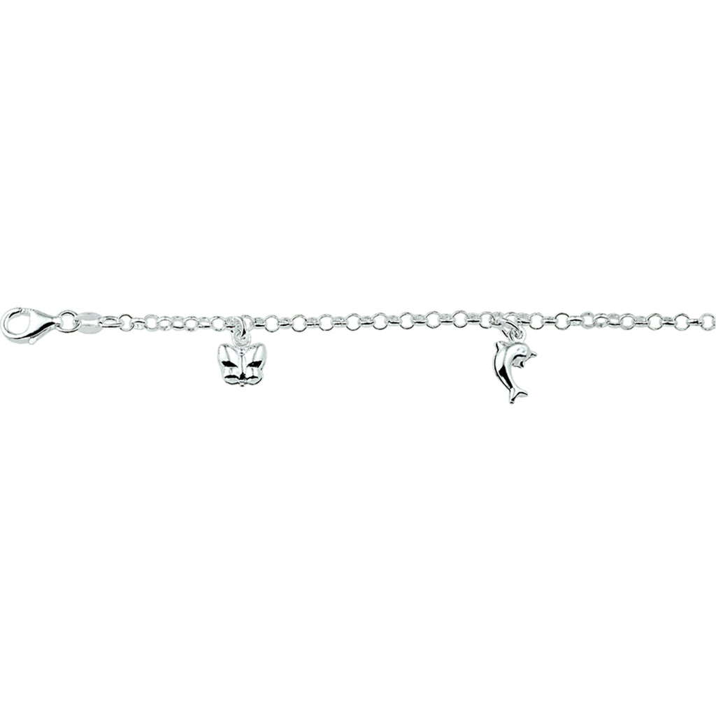 armband diverse bedels 15 cm zilver gerhodineerd