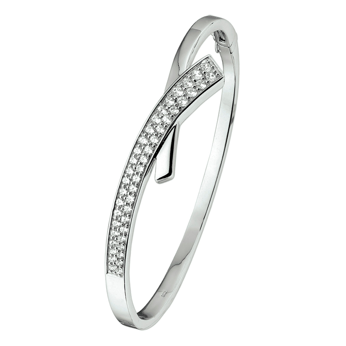 Armreif Scharnier Zirkonia 12 x 60 mm Silber rhodiniert