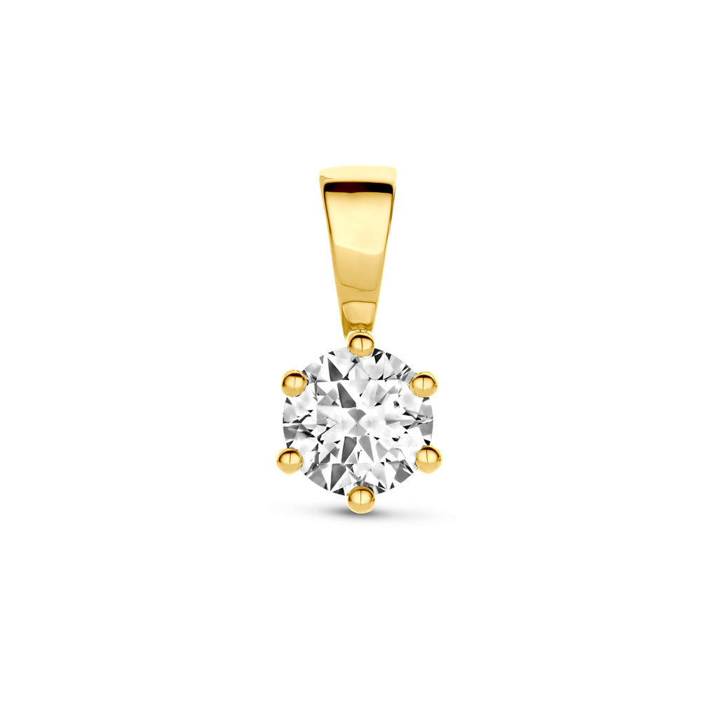 Anhänger Zirkonia 12 mm 14K Gelbgold