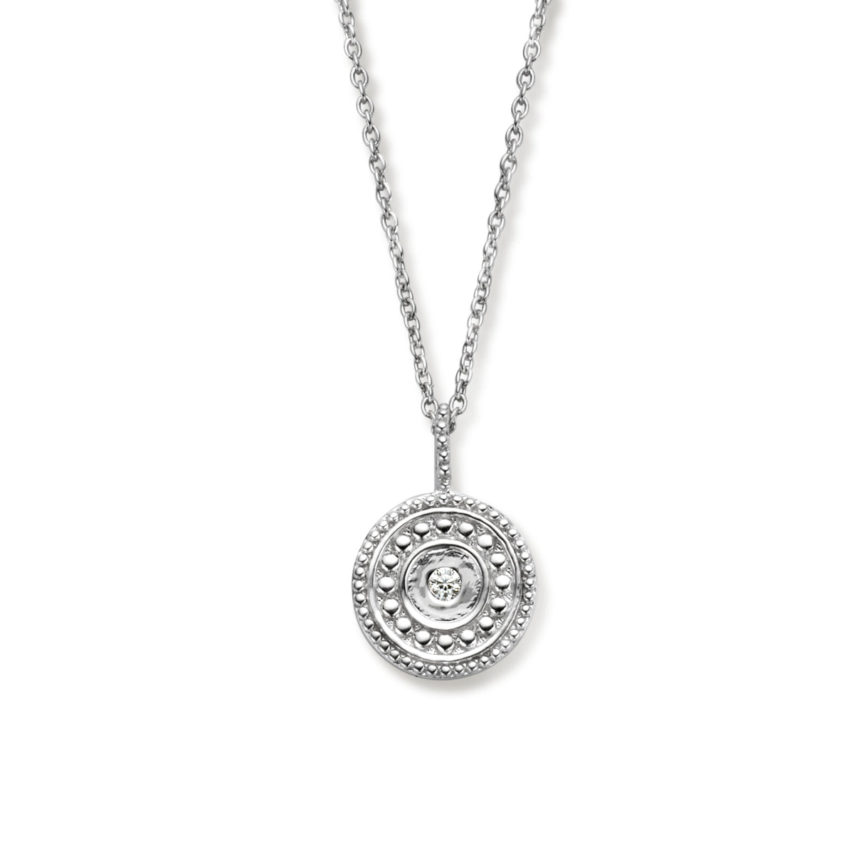 verzierte Halskette mit Zirkonia 41 - 43 - 45 cm Silber rhodiniert