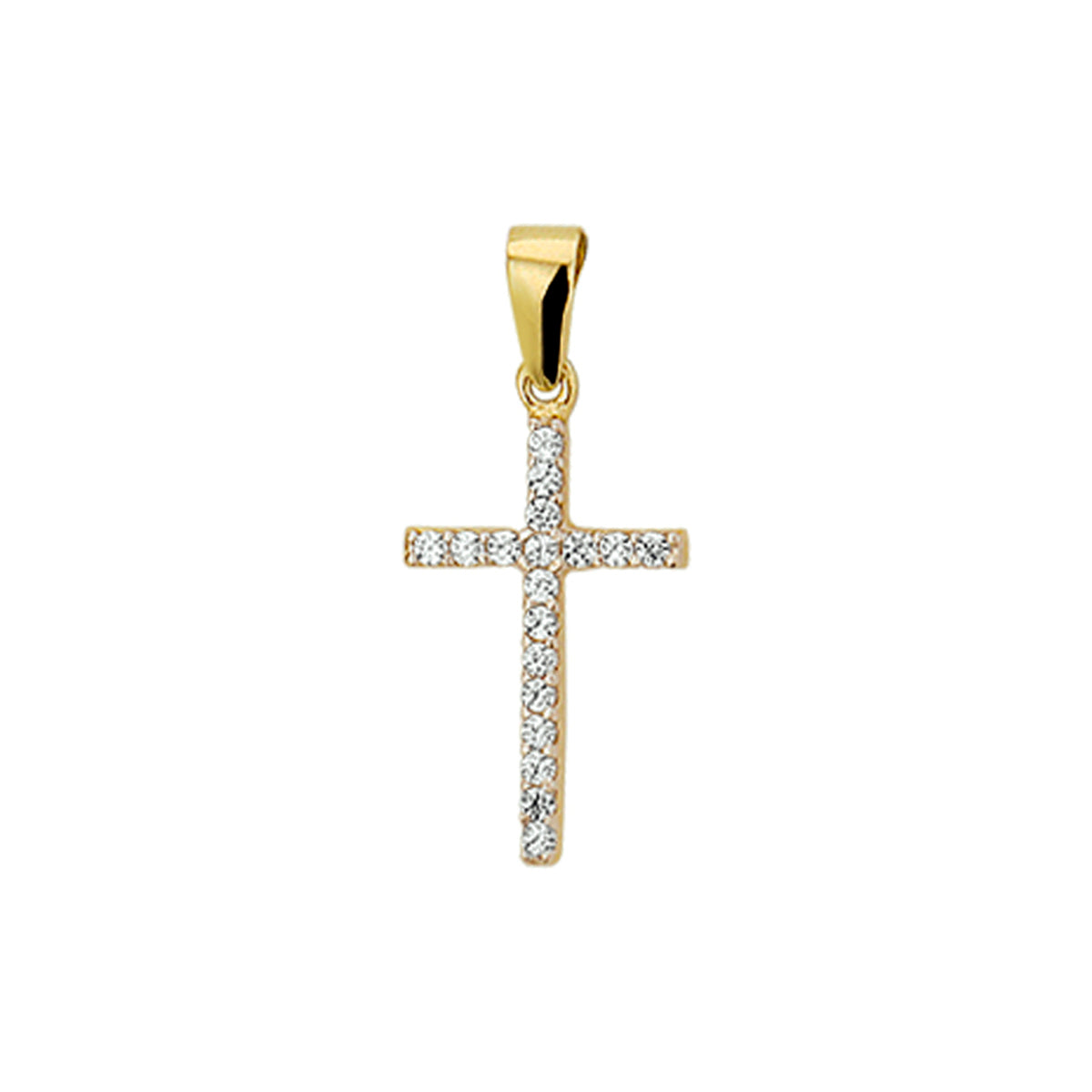 hanger kruis zirkonia 14K geelgoud