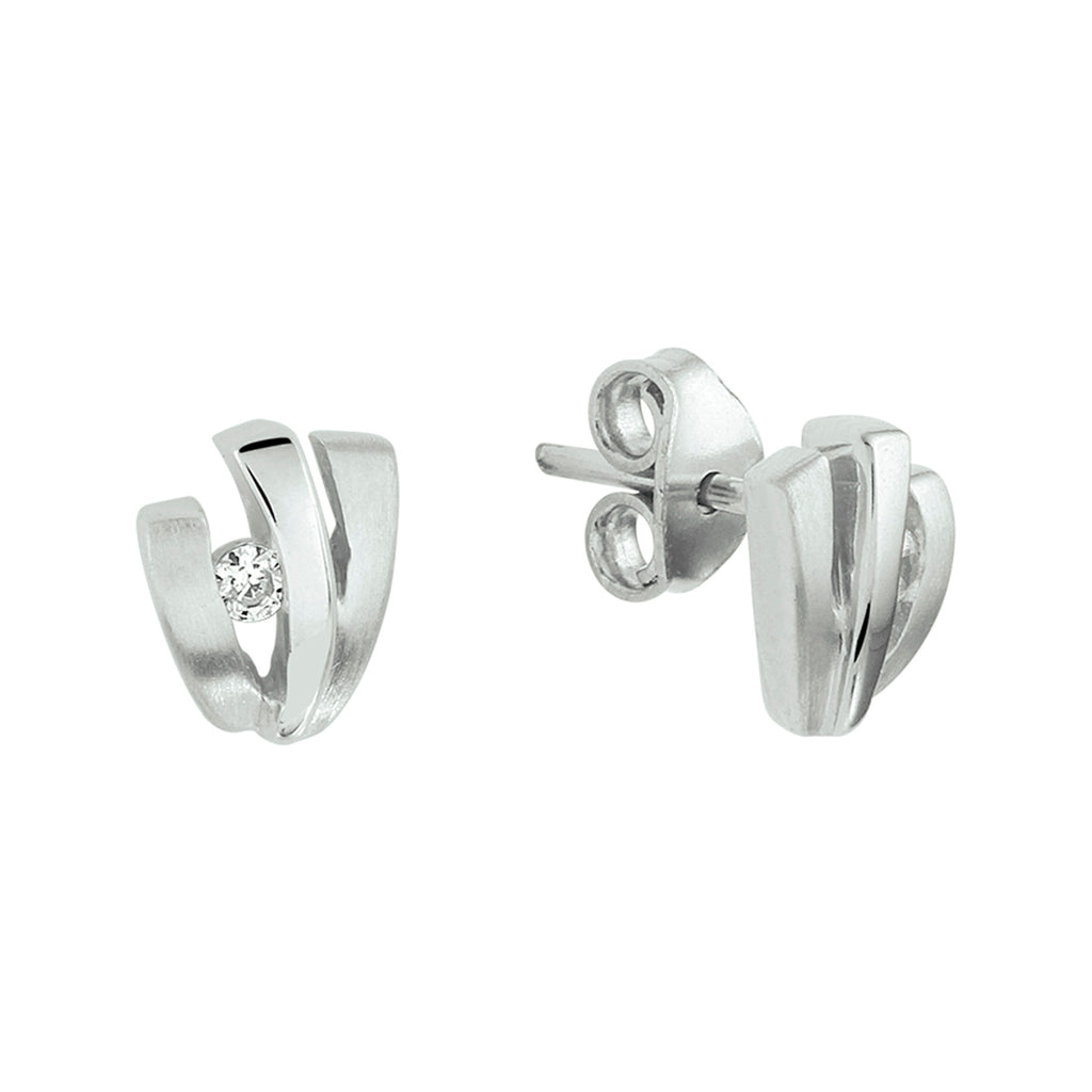 Ohrstecker Zirkonia Poly/Silber matt rhodiniert