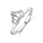 ring kroon zirkonia zilver gerhodineerd