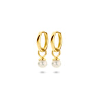 klapoorringen parel 18 mm 1 micron zilver verguld (geel)