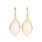 oorhangers wit agaat franse haak zilver verguld (geel)