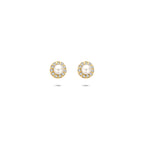 oorknoppen parel en zirkonia 5 mm 14K geelgoud