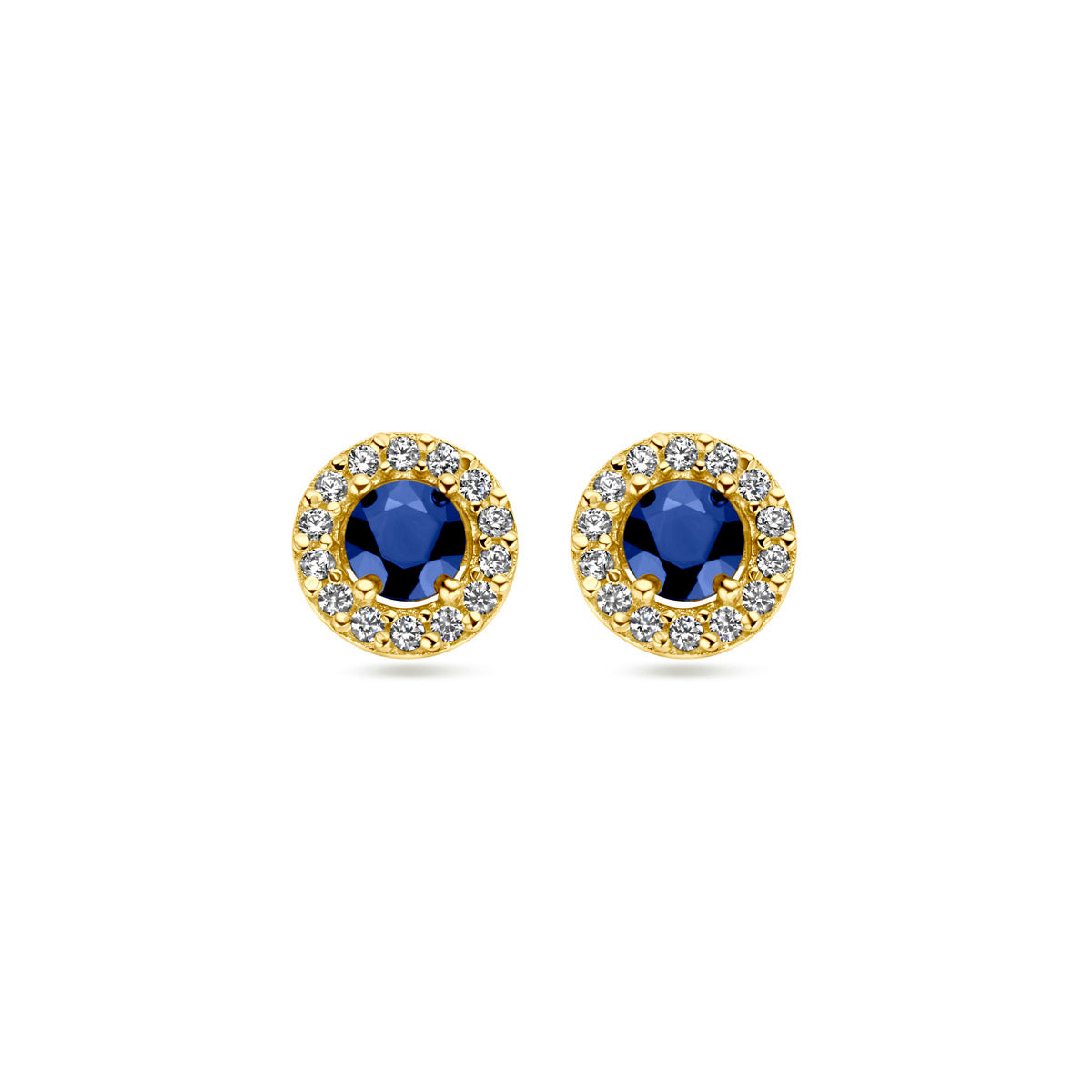 Ohrstecker Saphir und Zirkonia 14K Gelbgold