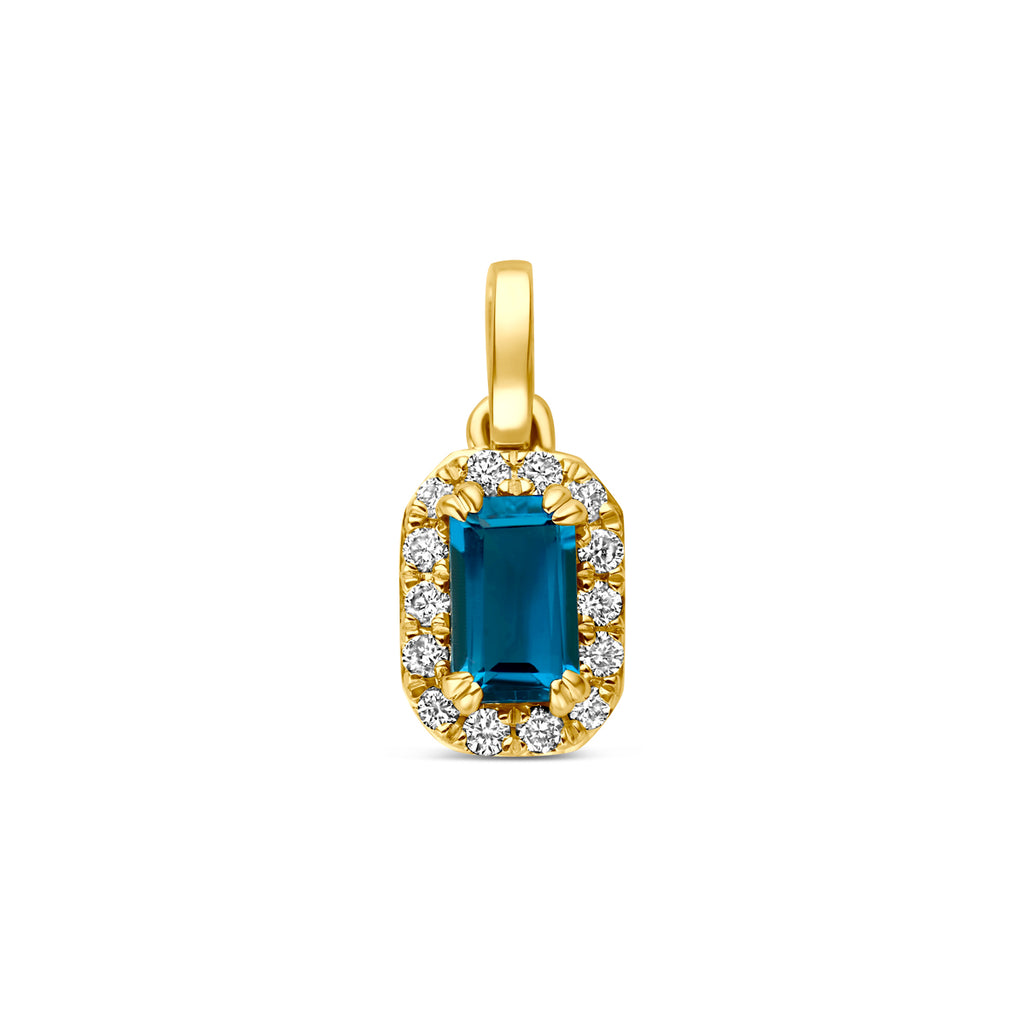 hanger london blue topaas en lab grown diamant 0.08ct f vs 7,5 mm 14K geelgoud