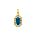 hanger london blue topaas en lab grown diamant 0.08ct f vs 7,5 mm 14K geelgoud