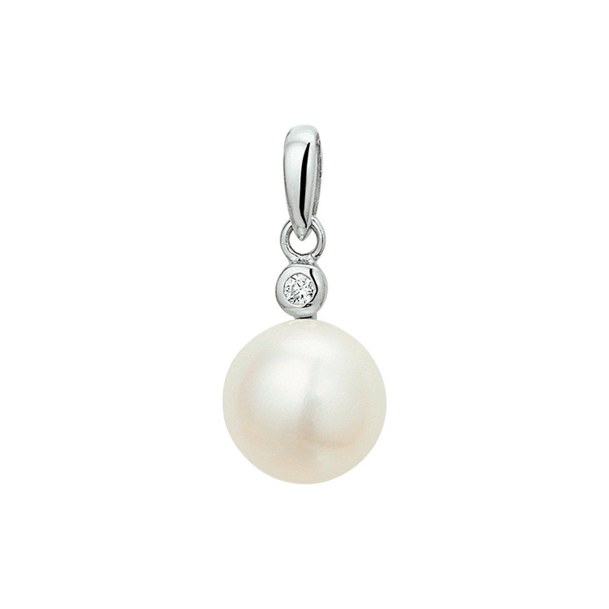 hanger parel en zirkonia zilver gerhodineerd
