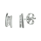 oorknoppen zirkonia zilver gerhodineerd