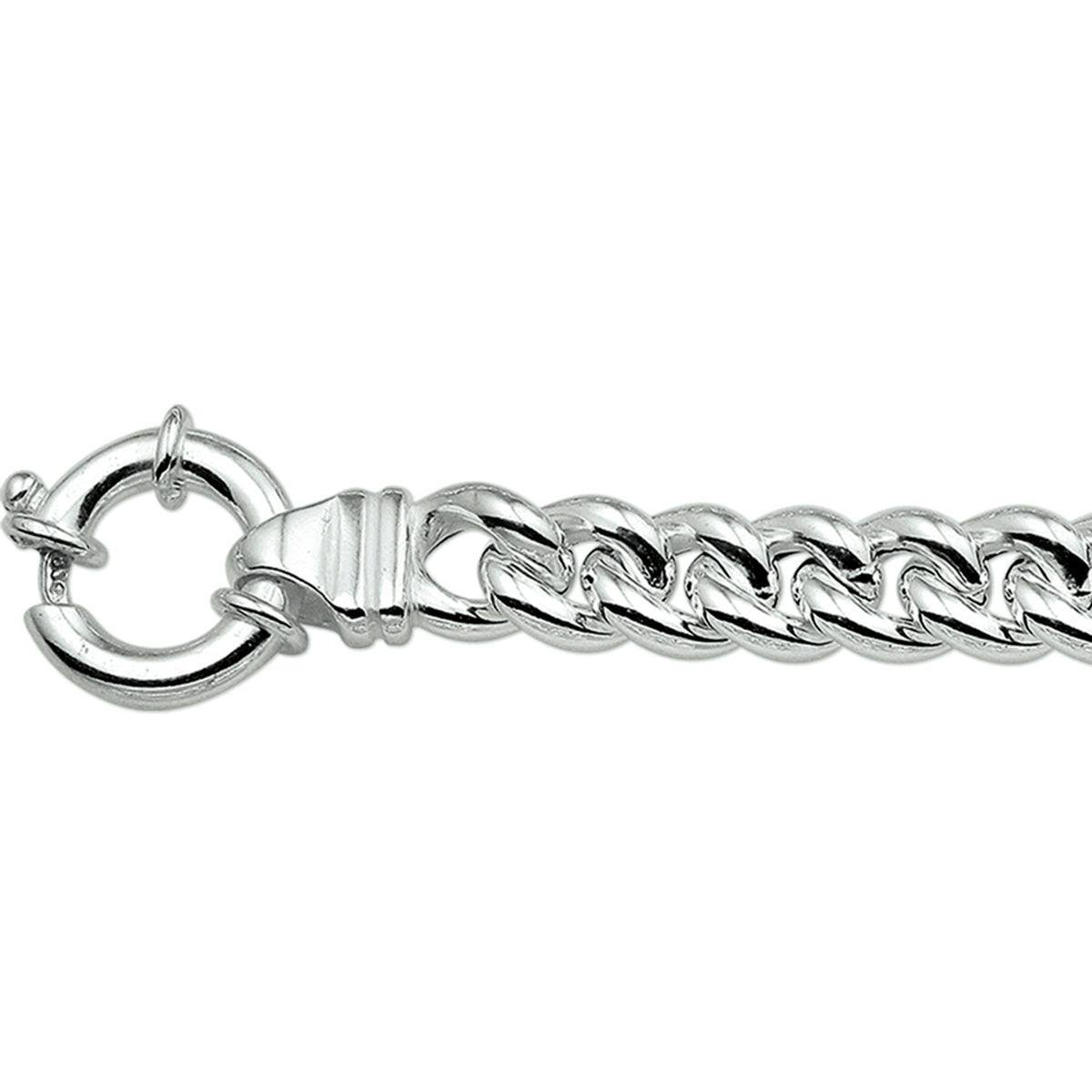 Armband Panzerkette 7 mm 19 cm mit großem Federringverschluss Silber weiß