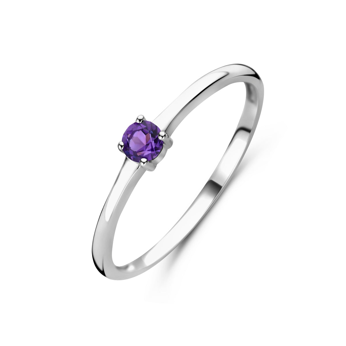 Ring mit Geburtsstein Amethyst Februar rhodiniertes Silber