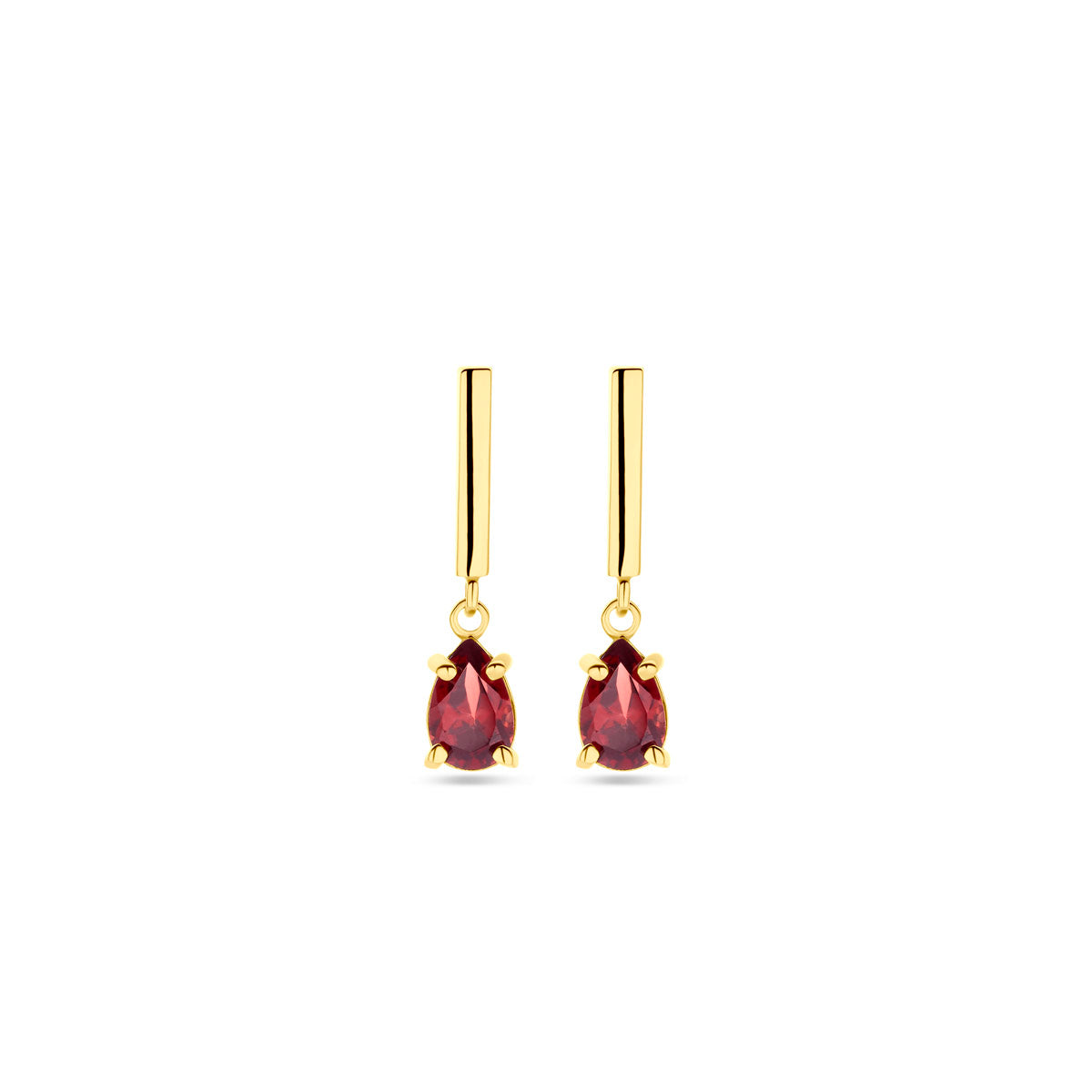 Ohrhänger Granat 19 mm 14K Gelbgold