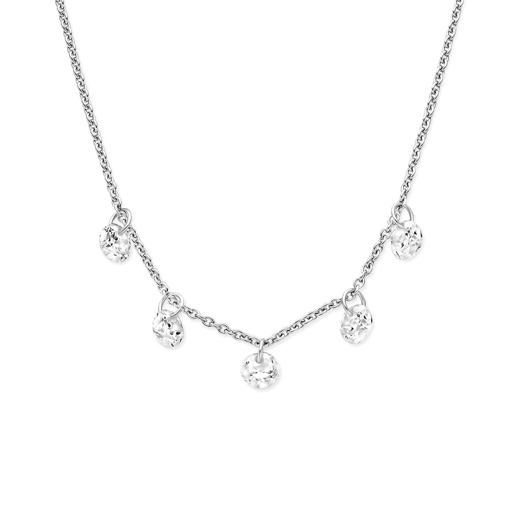 collier zirkonia 41 - 43 - 45 cm zilver gerhodineerd