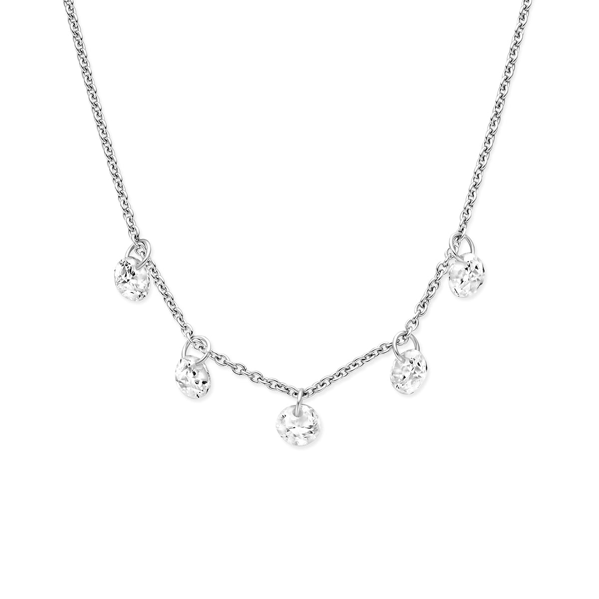 collier zirkonia 41 - 43 - 45 cm zilver gerhodineerd