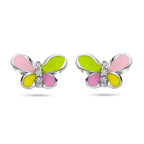 Ohrstecker Schmetterling Zirkonia Emaille Silber rhodiniert