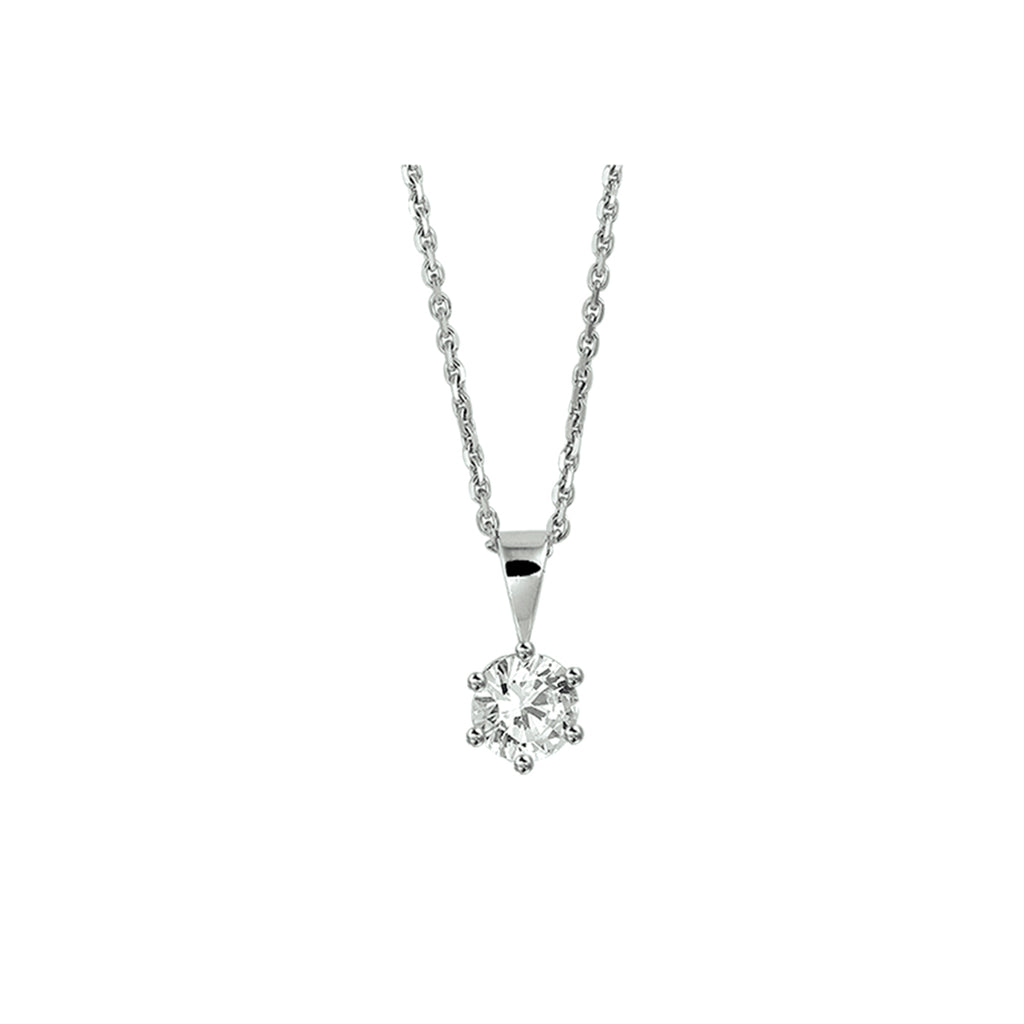 Halskette Zirkonia 41 + 4 cm Silber rhodiniert