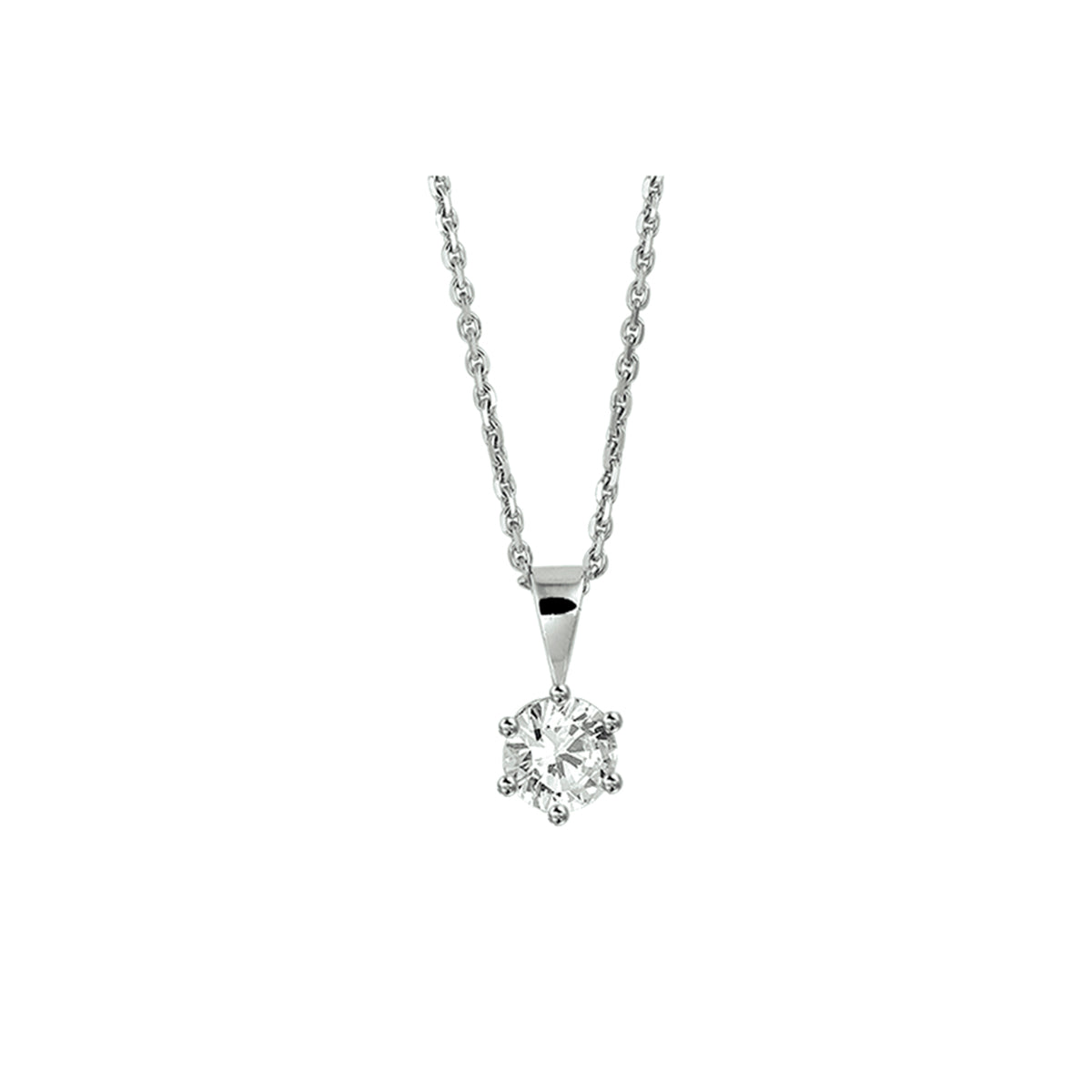 Halskette Zirkonia 41 + 4 cm Silber rhodiniert