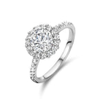 Ring Zirkonia Halo Silber rhodiniert
