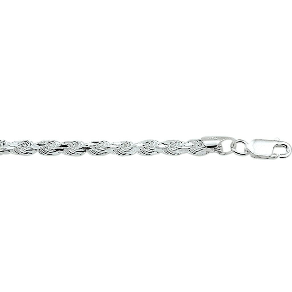 armband koord gediamanteerd 3,2 mm 19 cm zilver gerhodineerd