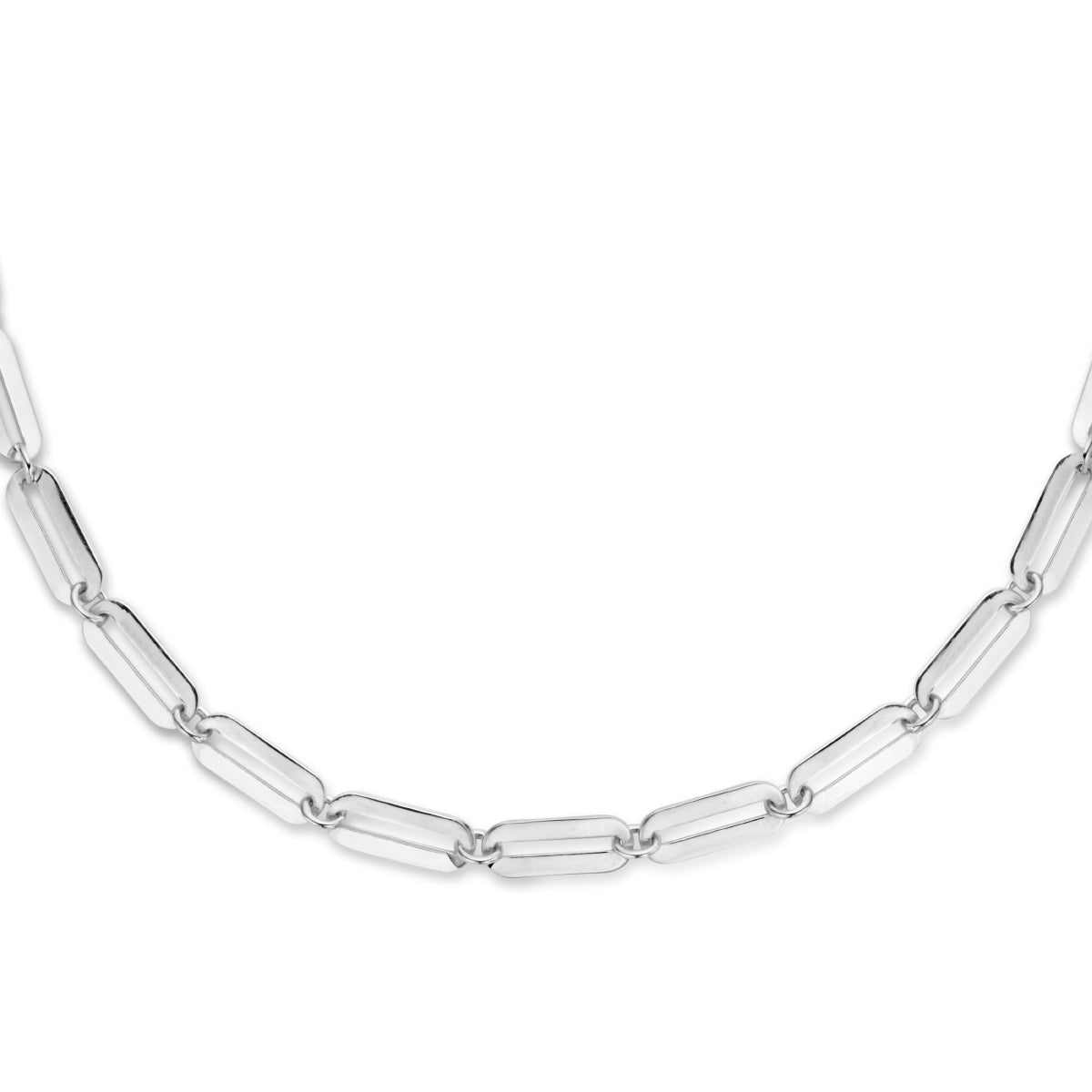 Halskette Büroklammer flach 5,0 mm 41 + 4 cm Silber rhodiniert