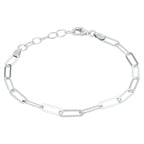 Armband Büroklammer Flachrohr 3,8 mm 16 + 3 cm Silber rhodiniert