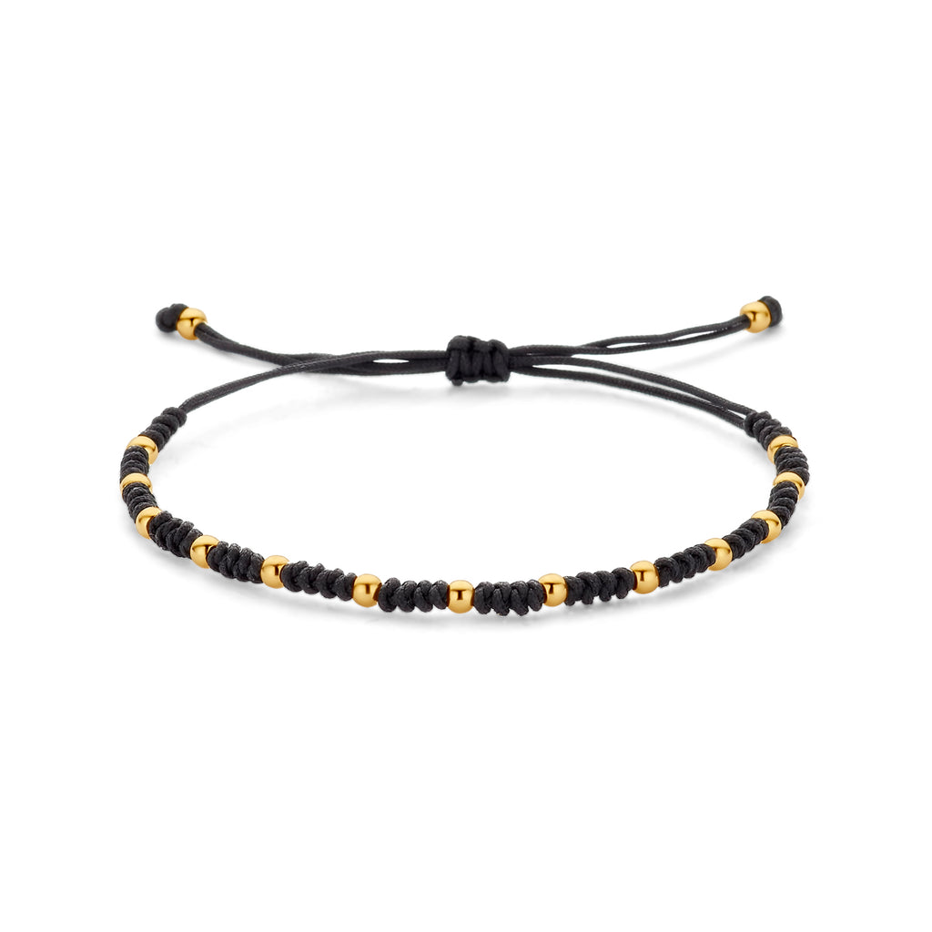 armband bolletjes 13 - 26 cm 14K goud met rubber/nylon/leer - bol