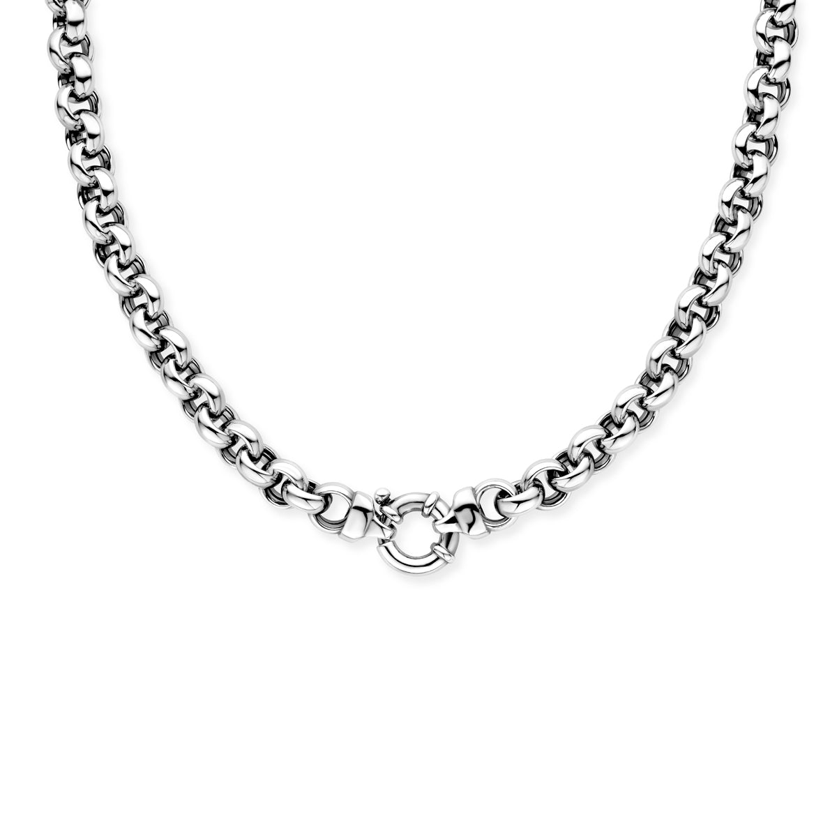 Halskette Oxi Jasseron 10,5 mm mit großem Federverschluss Silber oxidiert
