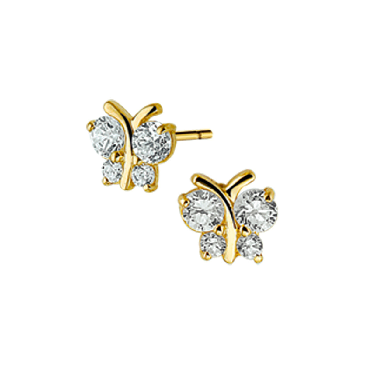 Ohrstecker Schmetterling Zirkonia 14K Gelbgold