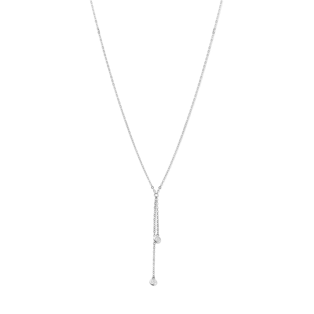 y-collier zirkonia 41 + 4 cm zilver gerhodineerd