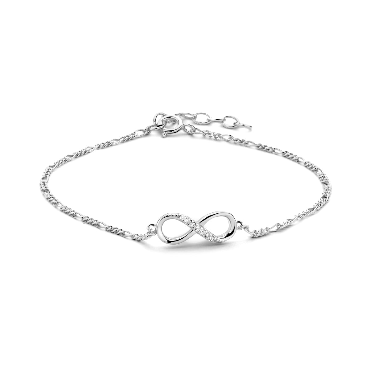 Armband Infinity Zirkonia 15,5 + 2,5 cm Silber rhodiniert