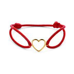 Armband rot Satins Herz 13 - 26 cm 14K Gold mit Gummi/Nylon/Leder