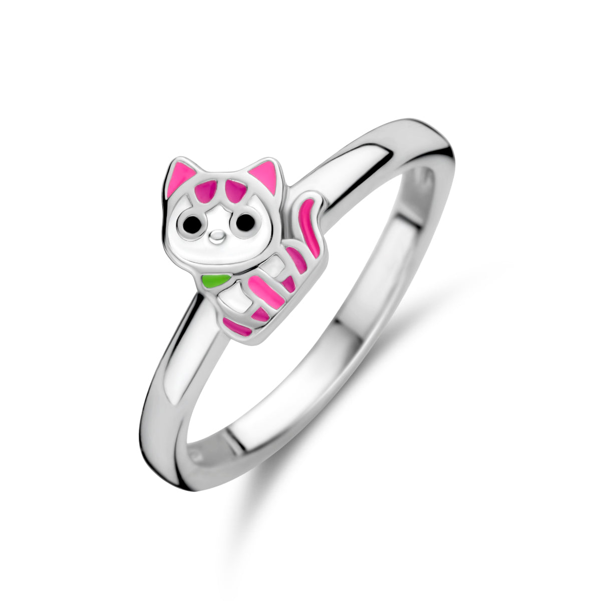 ring emaille poes zilver gerhodineerd