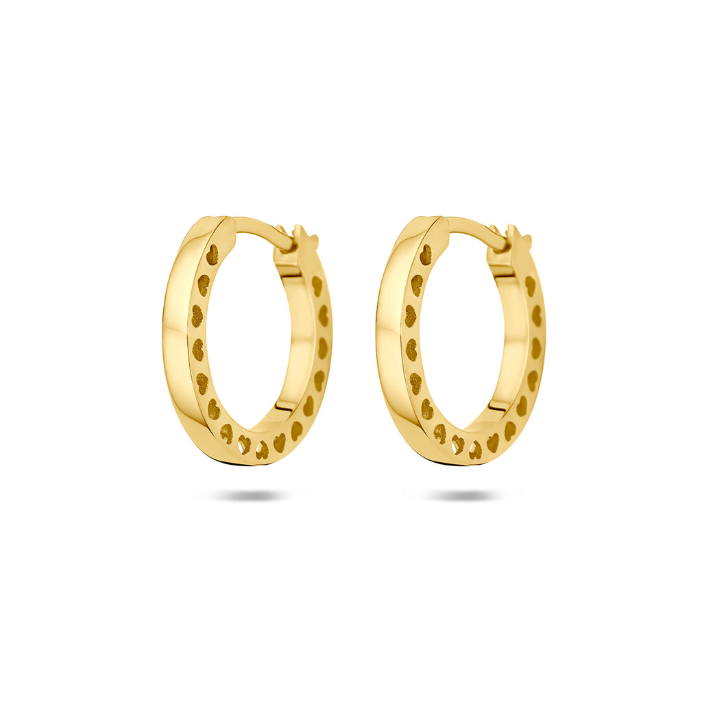 klapoorringen hartjes 2 mm 14K geelgoud - rond