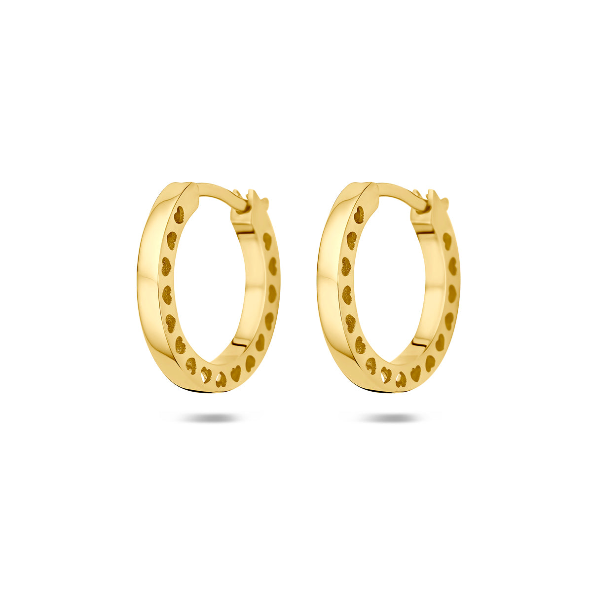 klapoorringen hartjes 2 mm 14K geelgoud - rond