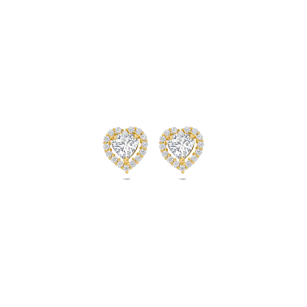 9K Ohrstecker Herz Zirkonia 7 mm 9K gelb