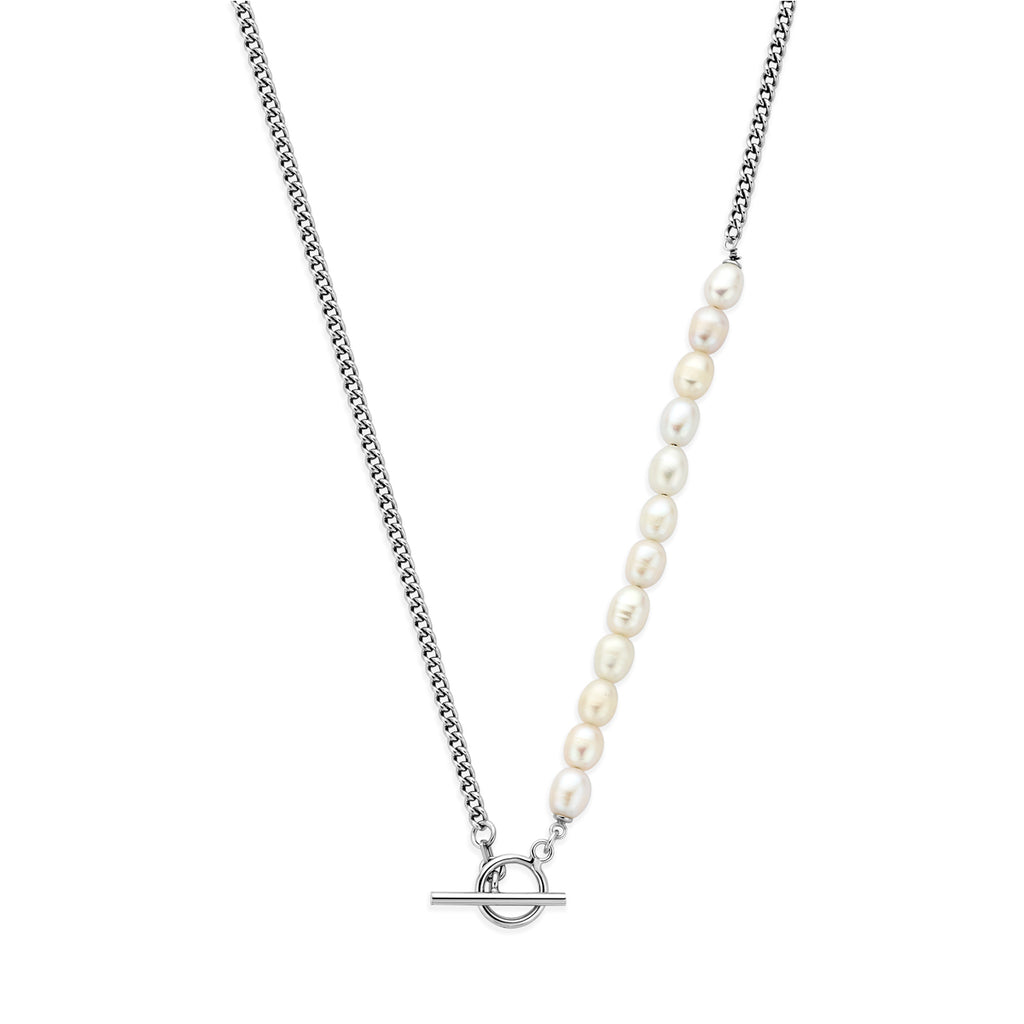 collier parels kapittelslot 45 cm zilver gerhodineerd