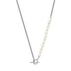 collier parels kapittelslot 45 cm zilver gerhodineerd