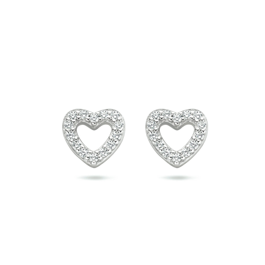 oorknoppen hartje zirkonia zilver gerhodineerd
