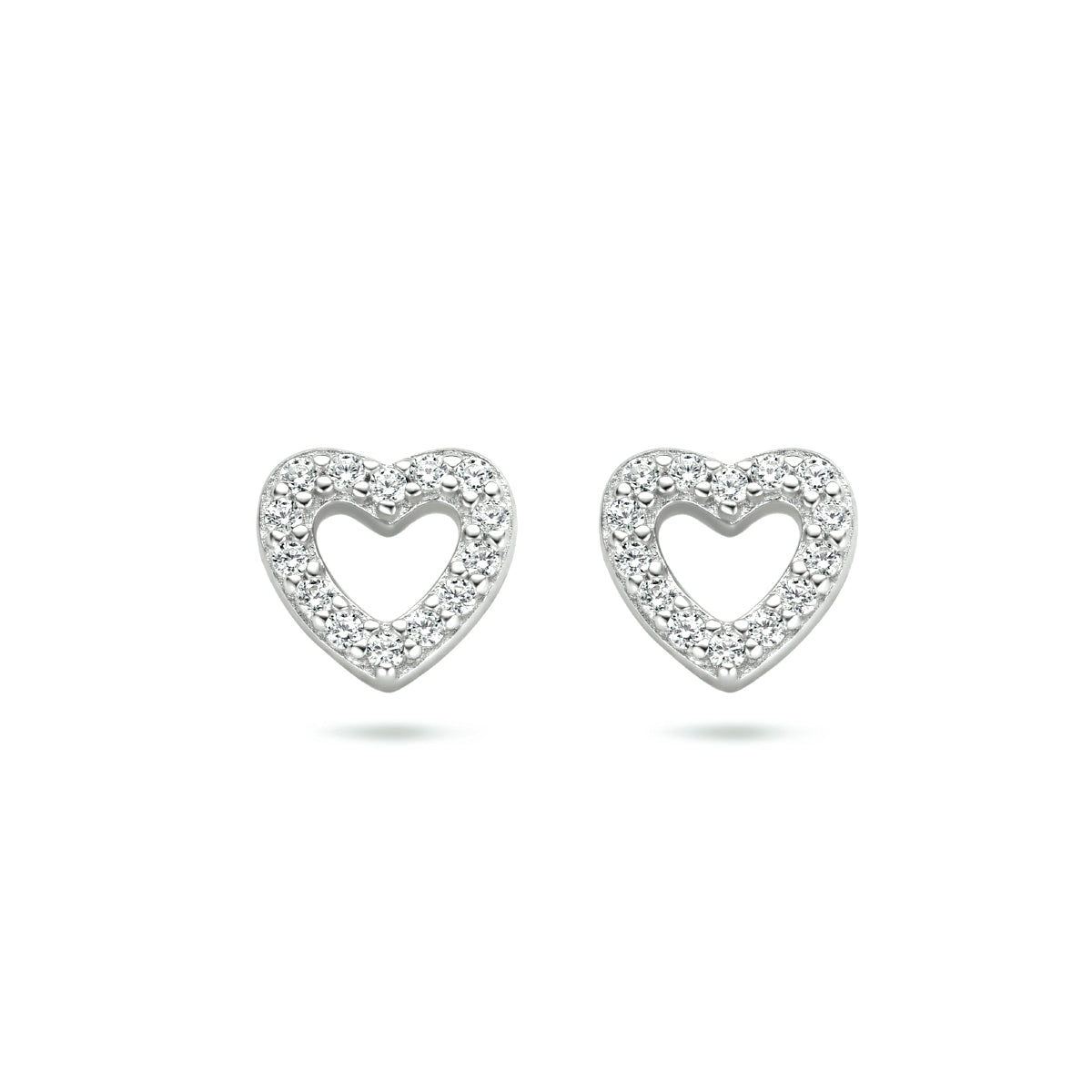 oorknoppen hartje zirkonia zilver gerhodineerd