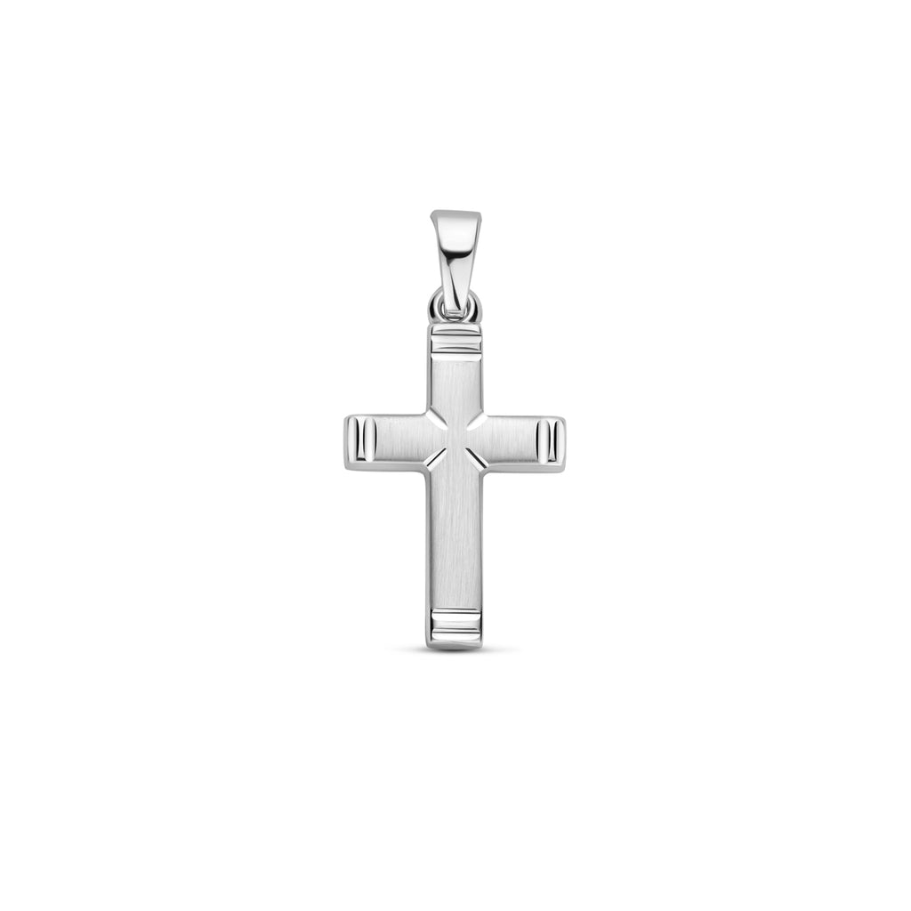 hanger kruis poli/mat gediamanteerd 20 mm zilver gerhodineerd